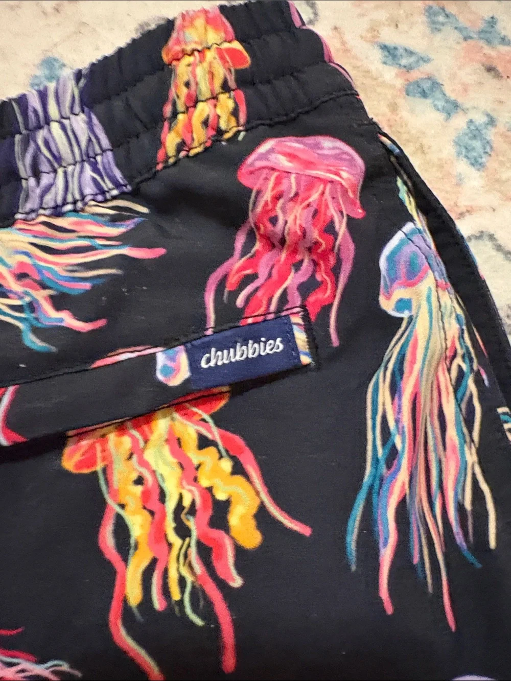 chubbies Black Swim Trunks with Multicolor Jellyfish Print. Size Boys XL. 18-20